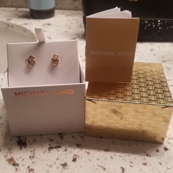 michael kors heart lock earrings